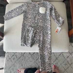 Leopard print onesie with hat